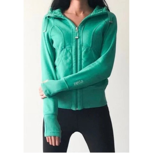 Zella Harmony Striated Full Zip Hoodie Sweatshirt Bright Green‎ Size Small - Picture 1 of 10